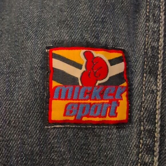 Disney Mickey Mouse Vintage Blue Denim Racing Theme Overalls Size 18 Months - Picture 4 of 8